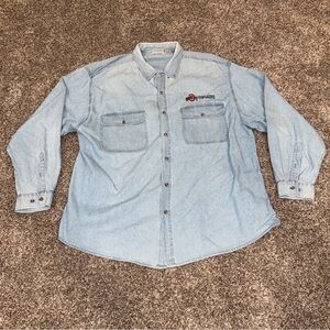 VTG OSU Ohio State Buckeyes Denim Shirt Mens XXL 2XL Blue Long Sleeve University
